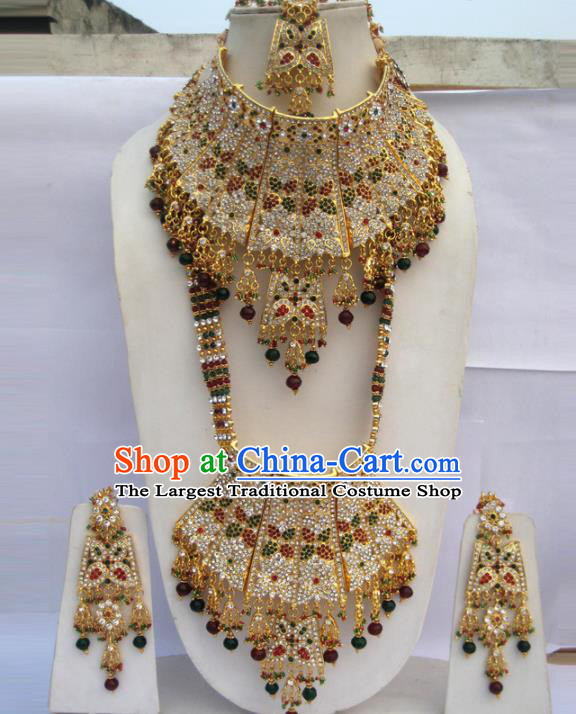 Traditional Indian Jewelry Accessories Bollywood Court Princess Necklace Earrings and Hair Clasp for Women