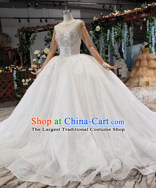 Top Grade Customize Bride Trailing Full Dress Court Princess Wedding Costume for Women