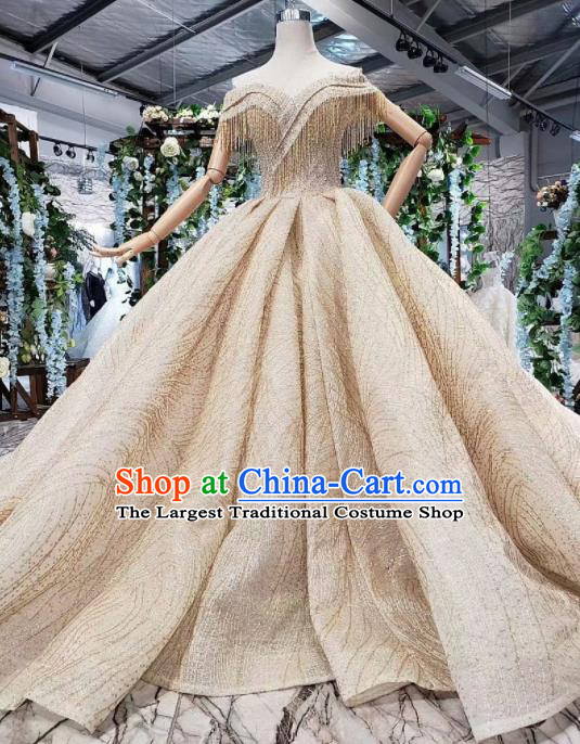 Handmade Customize Princess Trailing Tassel Wedding Dress Court Bride Embroidered Costume for Women