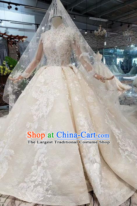 Handmade Customize Princess Lace Wedding Mullet Dress Court Bride Embroidered Costume for Women