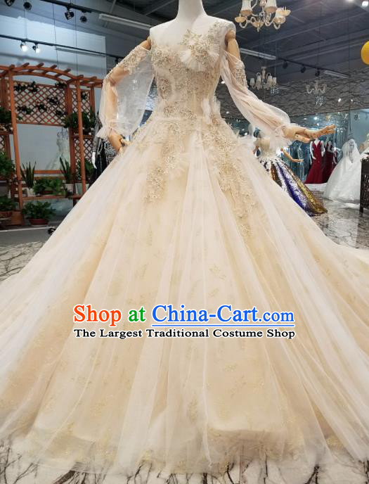 Top Grade Customize Modern Fancywork Trailing Full Dress Court Princess Waltz Dance Costume for Women