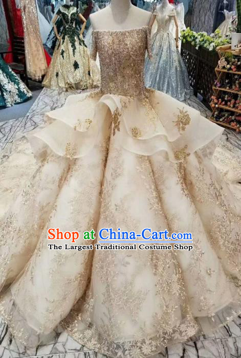 Top Grade Modern Fancywork Court Princess Full Dress Customize Waltz Dance Costume for Women