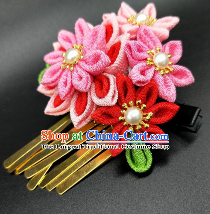 Traditional Japanese Kimono Hair Accessories Japan Geisha Sakura Tassel Hair Claw for Women