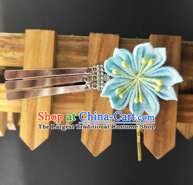 Japanese Traditional Kimono Hair Accessories Japan Geisha Blue Sakura Hair Stick for Women