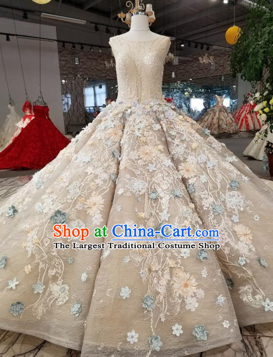 Customize Handmade Princess Fantasy Embroidered Full Dress Wedding Court Bride Costume for Women