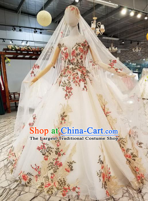 Top Grade Modern Fancywork Court Embroidered Full Dress Customize Princess Waltz Dance Costume for Women