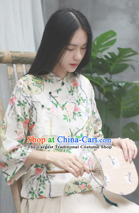 Chinese Traditional National Costume Tang Suit Slant Opening Blouse Upper Outer Garment for Women