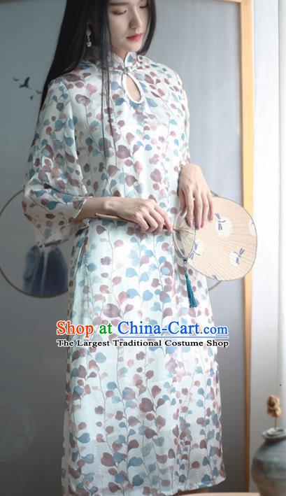 Chinese Traditional National Costume Printing Qipao Dress Tang Suit Cheongsam for Women