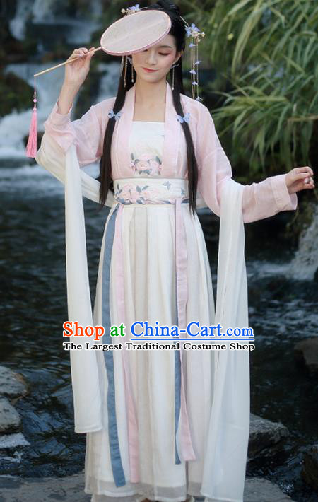 Chinese Traditional Song Dynasty Young Lady Historical Costume Ancient Swordswoman Hanfu Dress for Women