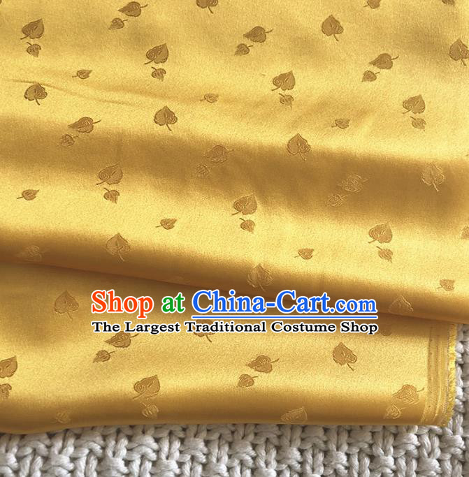 Asian Chinese Traditional Leaf Pattern Design Golden Brocade Fabric Silk Fabric Chinese Fabric Asian Material