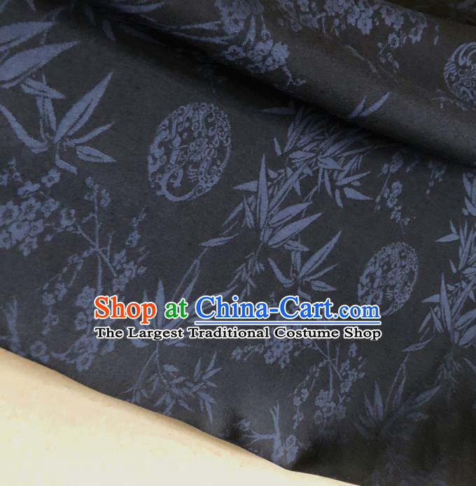 Asian Chinese Traditional Bamboo Pattern Design Black Brocade Fabric Silk Fabric Chinese Fabric Asian Material