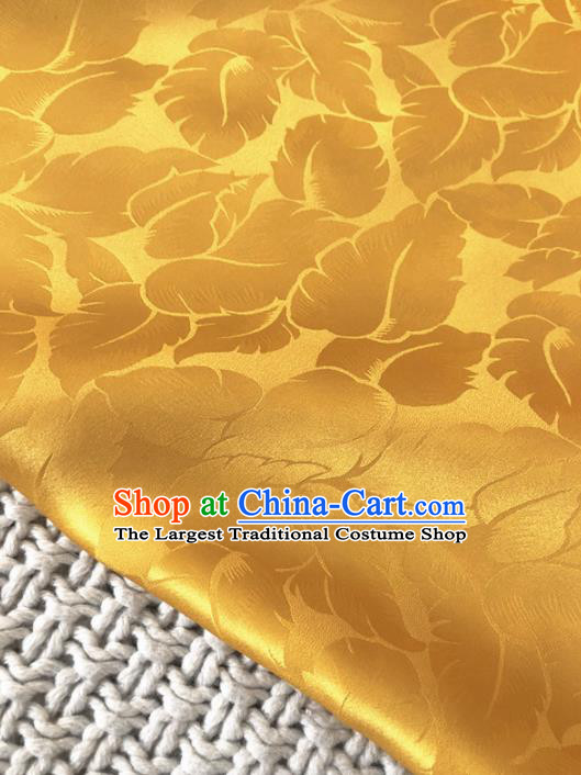 Asian Chinese Traditional Leaf Pattern Design Golden Brocade Fabric Silk Fabric Chinese Fabric Asian Material