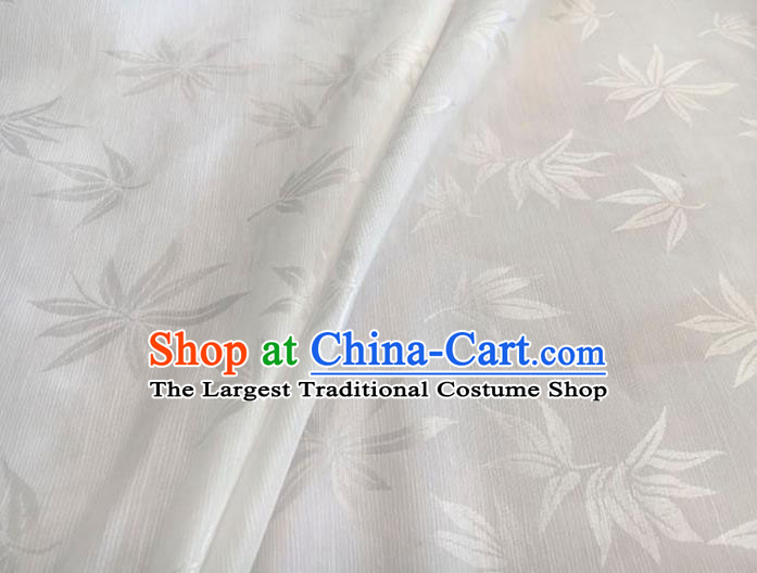 Asian Chinese Traditional Bamboo Leaf Pattern Design White Brocade Fabric Silk Fabric Chinese Fabric Asian Material