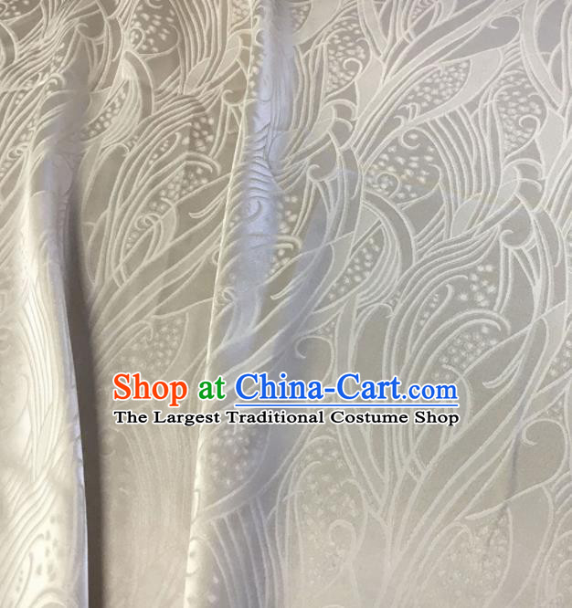 Asian Chinese Traditional Feather Pattern Design White Brocade Fabric Silk Fabric Chinese Fabric Asian Material