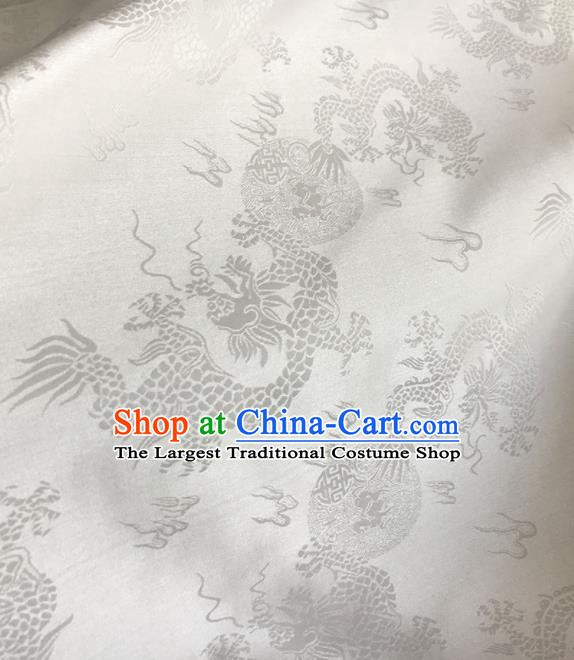 Asian Chinese Traditional Dragons Pattern Design White Brocade Fabric Silk Fabric Chinese Fabric Asian Material