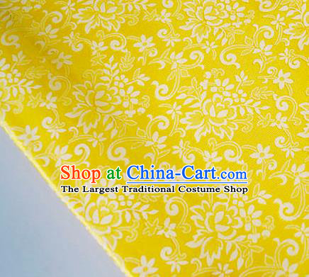 Asian Chinese Traditional Bauhinia Pattern Design Yellow Brocade Fabric Silk Fabric Chinese Fabric Asian Material