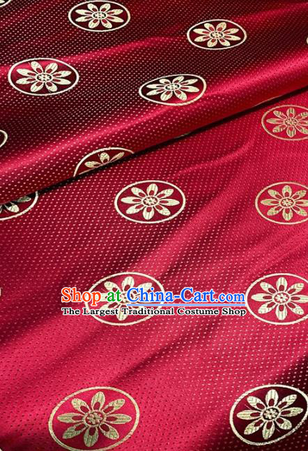 Asian Chinese Traditional Windmill Flowers Pattern Design Purplish Red Brocade Fabric Silk Fabric Chinese Fabric Asian Material