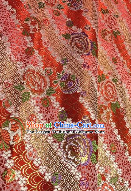 Asian Chinese Traditional Roses Pattern Design Red Brocade Fabric Silk Fabric Chinese Fabric Asian Material