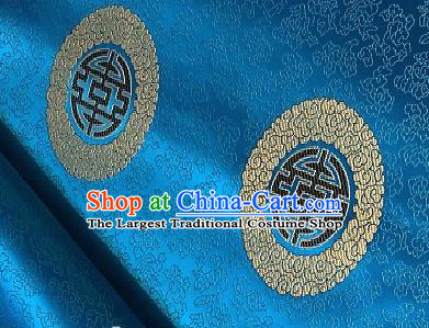 Asian Chinese Traditional Longevity Pattern Design Blue Brocade Fabric Silk Fabric Chinese Fabric Asian Material