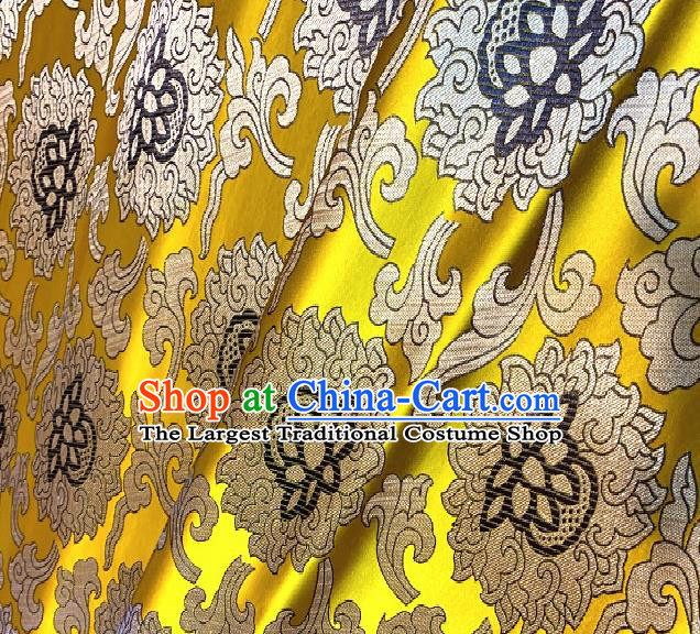 Asian Chinese Traditional Buddhism Lotus Pattern Design Golden Brocade Fabric Silk Fabric Chinese Fabric Asian Material