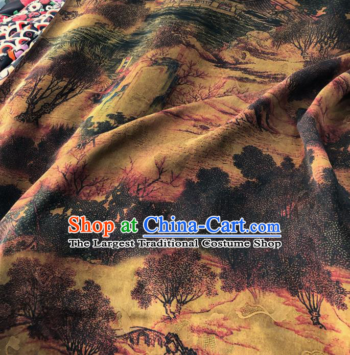 Chinese Traditional Pattern Design Satin Watered Gauze Brocade Fabric Asian Silk Fabric Material