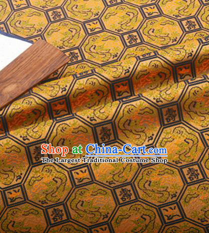 Chinese Traditional Hanfu Silk Fabric Classical Longevity Dragon Pattern Design Golden Brocade Tang Suit Fabric Material