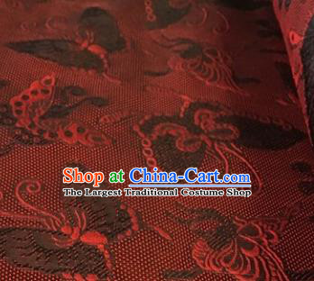 Chinese Traditional Butterfly Pattern Design Red Brocade Fabric Asian Silk Fabric Chinese Fabric Material