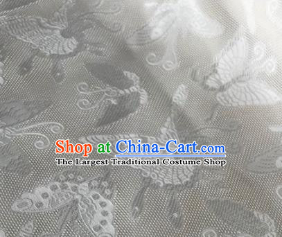 Chinese Traditional Butterfly Pattern Design White Brocade Fabric Asian Silk Fabric Chinese Fabric Material