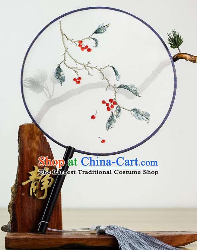 Chinese Traditional Hanfu Embroidered Palace Fans Ancient Princess Dance Silk Round Fan for Women