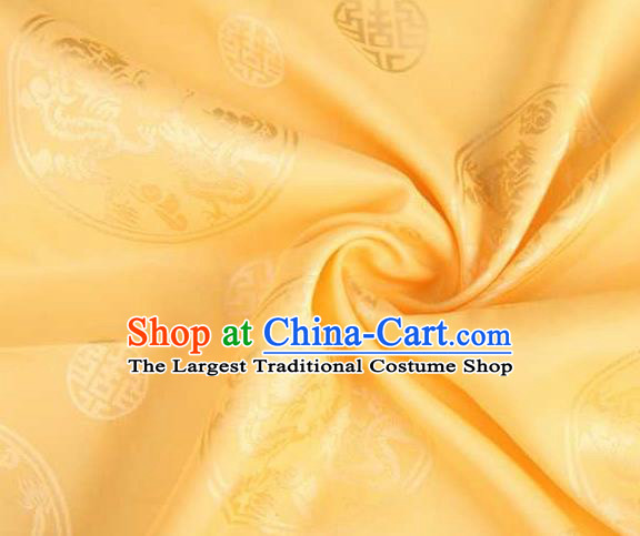 Chinese Classical Round Dragon Pattern Design Yellow Brocade Traditional Hanfu Silk Fabric Tang Suit Fabric Material