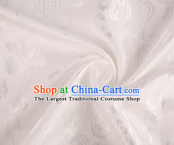 Chinese Classical Palm Leaf Pattern Design White Brocade Traditional Hanfu Silk Fabric Tang Suit Fabric Material