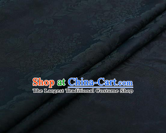 Chinese Traditional Peony Pattern Design Atrovirens Satin Watered Gauze Brocade Fabric Asian Silk Fabric Material