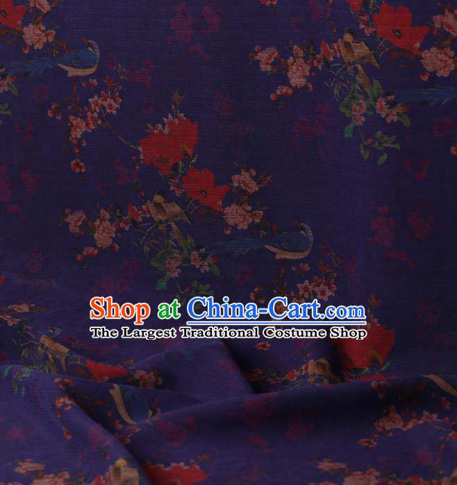 Traditional Chinese Satin Classical Peach Flowers Pattern Design Purple Watered Gauze Brocade Fabric Asian Silk Fabric Material