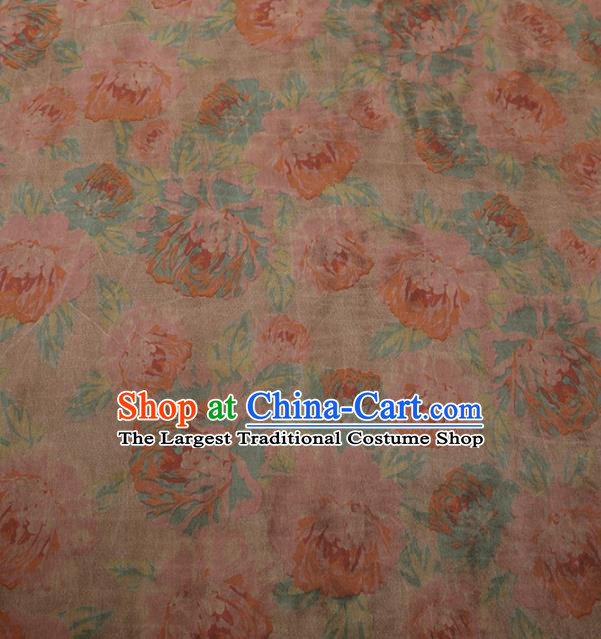 Traditional Chinese Satin Classical Pattern Design Pink Watered Gauze Brocade Fabric Asian Silk Fabric Material