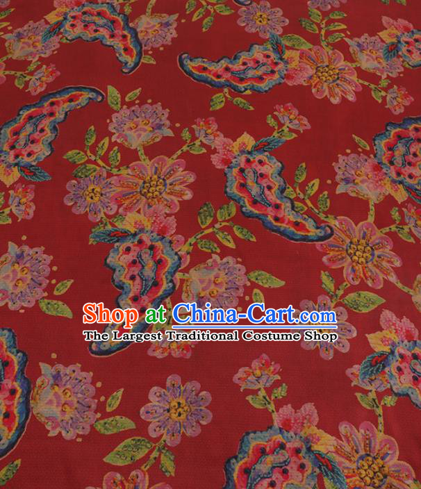 Traditional Chinese Satin Classical Pattern Design Red Watered Gauze Brocade Fabric Asian Silk Fabric Material