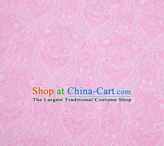 Chinese Classical Loquat Flower Pattern Design Pink Brocade Asian Traditional Hanfu Silk Fabric Tang Suit Fabric Material
