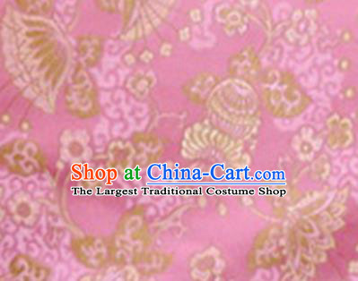 Chinese Classical Lyonia Pattern Design Pink Brocade Asian Traditional Hanfu Silk Fabric Tang Suit Fabric Material