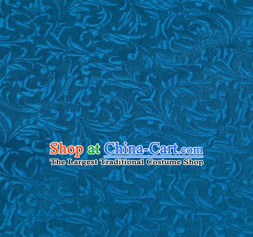 Chinese Classical Scroll Pattern Design Blue Brocade Asian Traditional Hanfu Silk Fabric Tang Suit Fabric Material