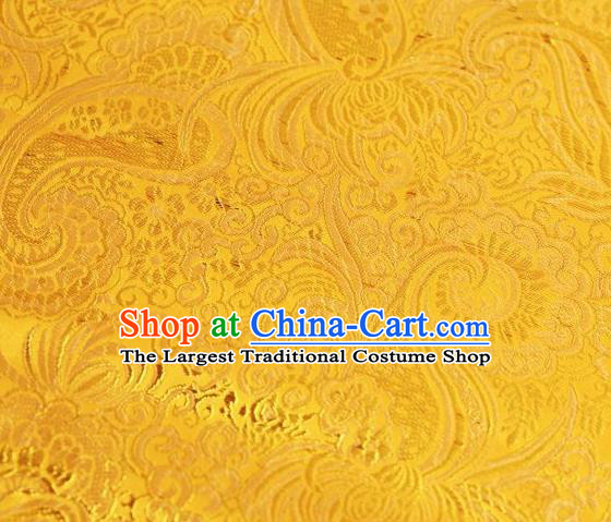 Chinese Classical Charonia Tritonis Pattern Design Golden Brocade Asian Traditional Hanfu Silk Fabric Tang Suit Fabric Material