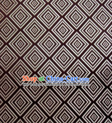 Chinese Classical Rhombus Pattern Design Brown Brocade Asian Traditional Hanfu Silk Fabric Tang Suit Fabric Material