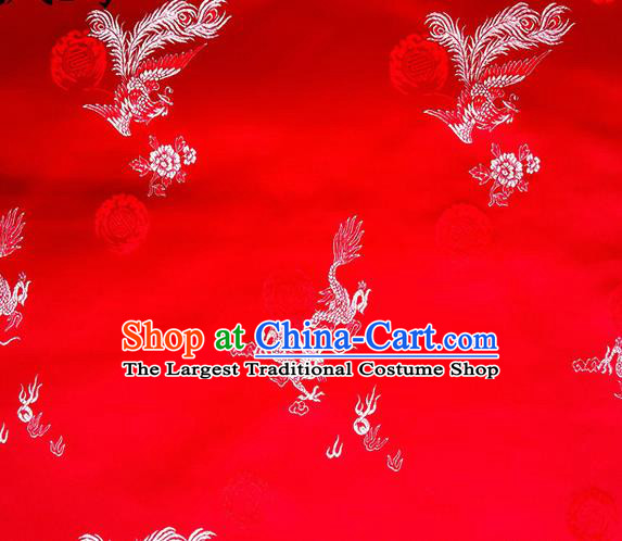 Chinese Classical Dragon Phoenix Pattern Design Red Brocade Asian Traditional Hanfu Silk Fabric Tang Suit Fabric Material