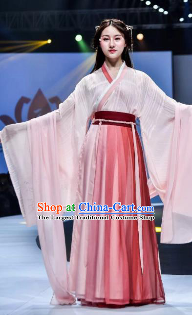 Traditional Chinese Jin Dynasty Princess Embroidered Hanfu Dress Ancient Drama Peri Historical Costume for Women