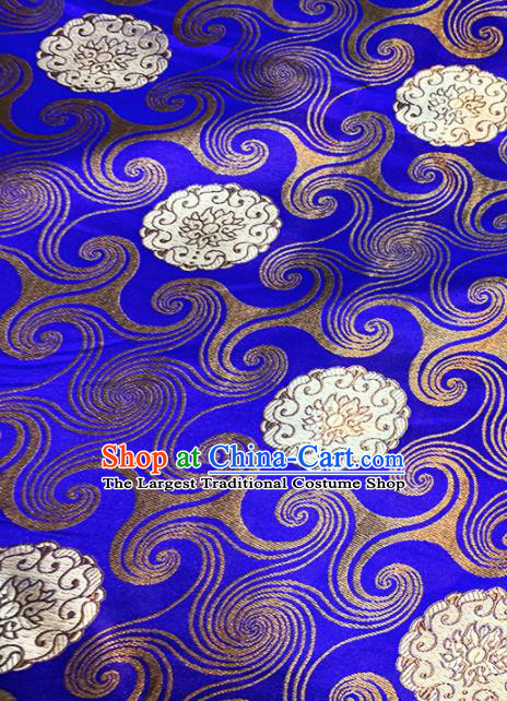 Chinese Classical Buddhism Lotus Pattern Design Royalblue Brocade Drapery Asian Traditional Tang Suit Silk Fabric Material