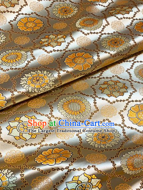 Chinese Classical Galsang Flower Pattern Design Golden Brocade Drapery Asian Traditional Tang Suit Silk Fabric Material