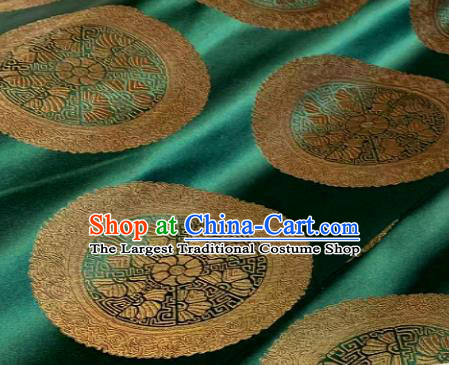 Chinese Classical Green Satin Traditional Wheel Pattern Design Brocade Drapery Asian Tang Suit Silk Fabric Material