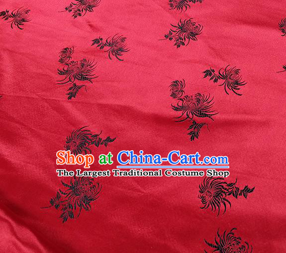 Traditional Chinese Classical Chrysanthemum Pattern Design Fabric Red Brocade Tang Suit Satin Drapery Asian Silk Material