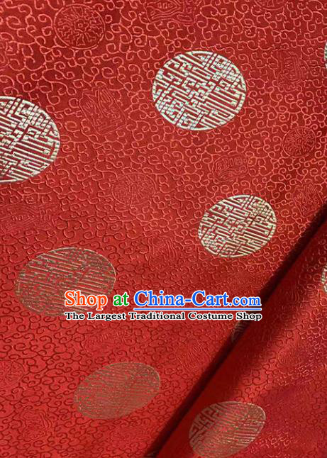 Traditional Chinese Classical Pattern Design Wedding Brocade Red Satin Drapery Asian Tang Suit Silk Fabric Material