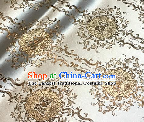 Traditional Chinese Light Golden Brocade Classical Royal Lotus Pattern Design Satin Drapery Asian Tang Suit Silk Fabric Material