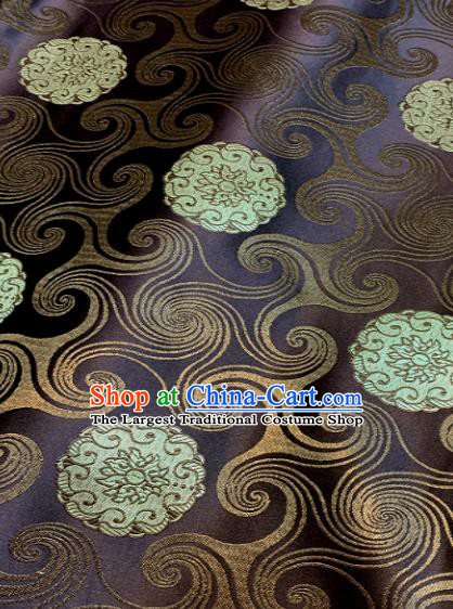 Traditional Chinese Tang Suit Fabric Purple Brocade Classical Lotus Pattern Design Satin Drapery Asian Silk Material