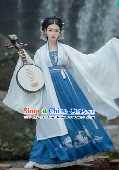 Traditional Chinese Tang Dynasty Imperial Consort Embroidered Hanfu Dress Ancient Drama Courtesan Historical Costume for Women